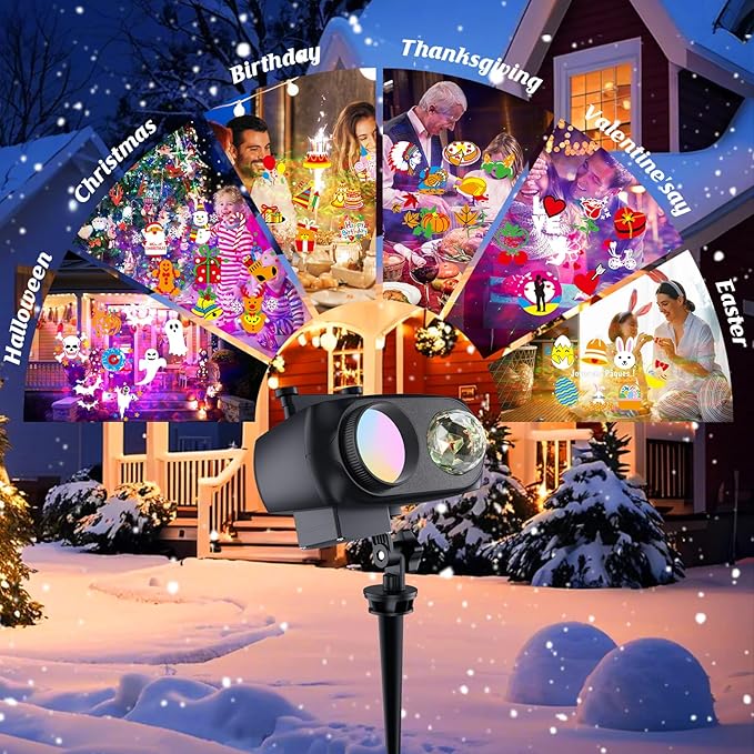 2025 Upgrade Christmas Halloween Projector Lights Outdoor Decorations, COOLWU...