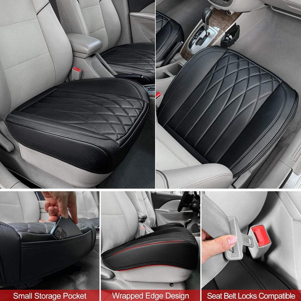 2 Pack Black Leather Front Bottom Car Seat Covers