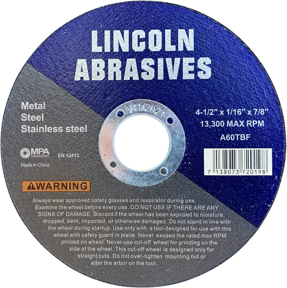 50 Pc 4.5" x 1/16" x 7/8" Cut-Off Wheels Lincoln Abrasives Met...