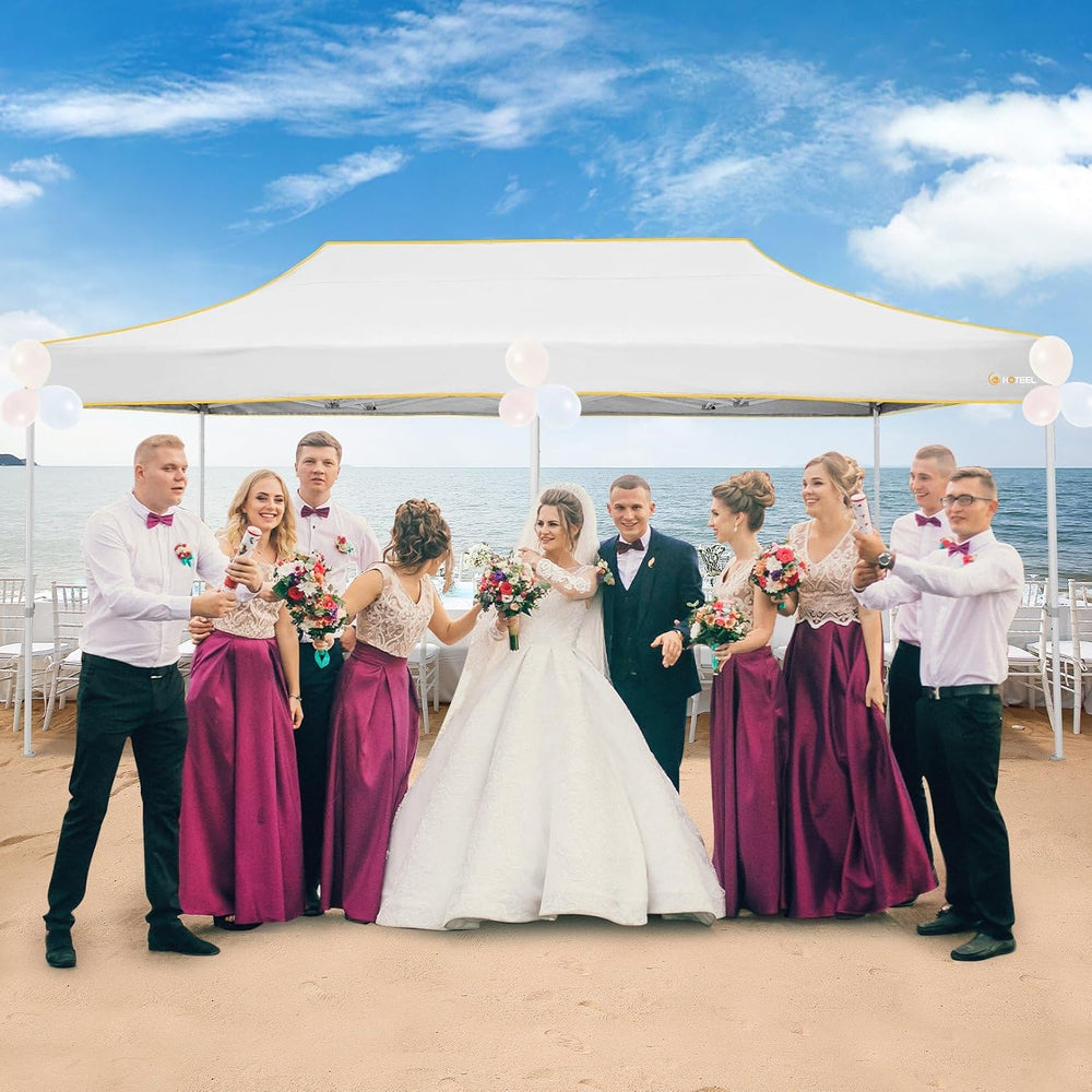 HOTEEL 10x20 Pop Up Canopy with Sidewalls, Thickened Hexagonal Legs, White