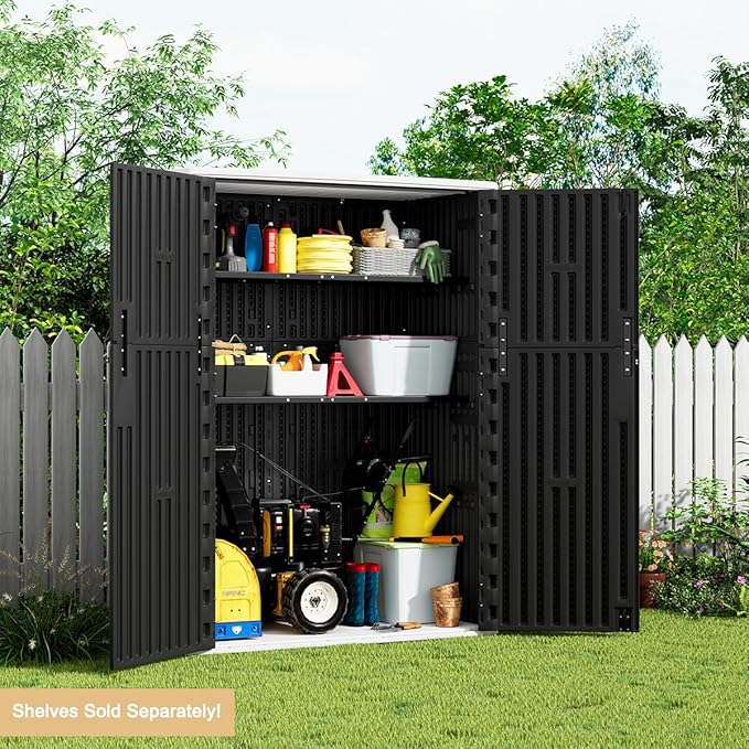 KINYING Outdoor Vertical Storage Shed, 57 Cu.ft Outdoor Storage Cabinet