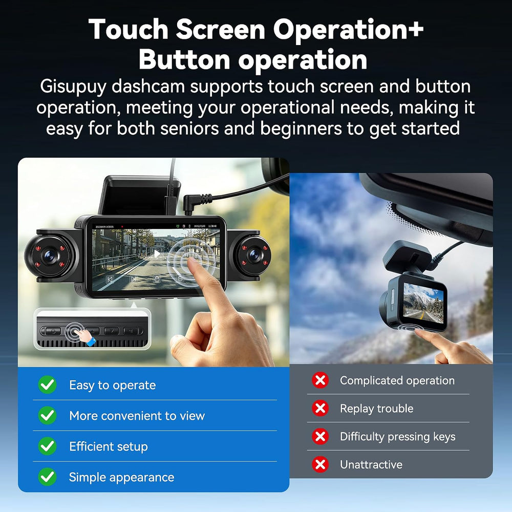 5'' Extra Large 4K Dash Cam Front Rear Left Right, 360ยฐ 4 Channel Das...