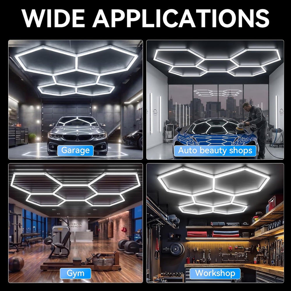 Hexagon Garage Lights, 25 Pack 25920LM Super Bright LED Garage Lights, 6500K ...