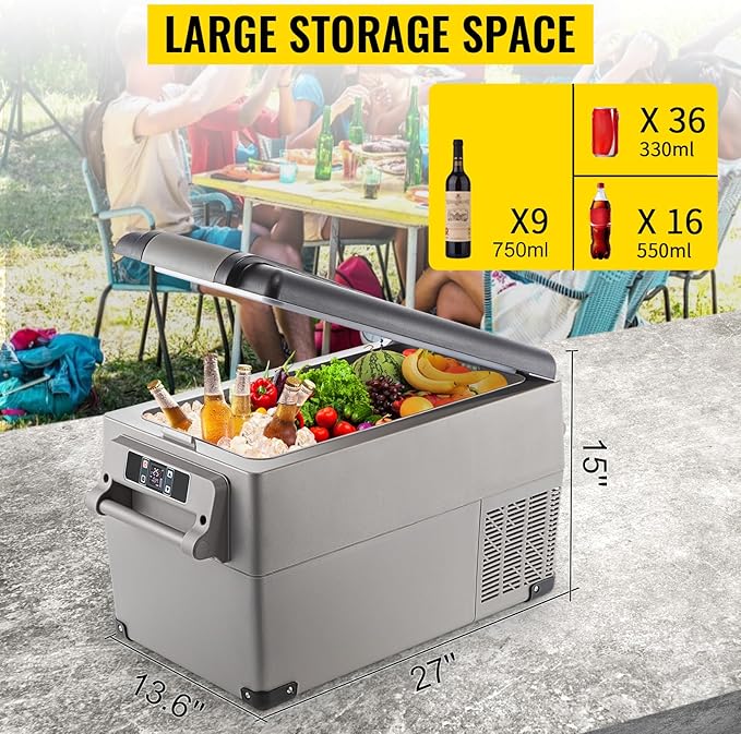 VEVOR CF35 Portable 37 Quart 12 Volt App Control, Car Refrigerator Dual Zone