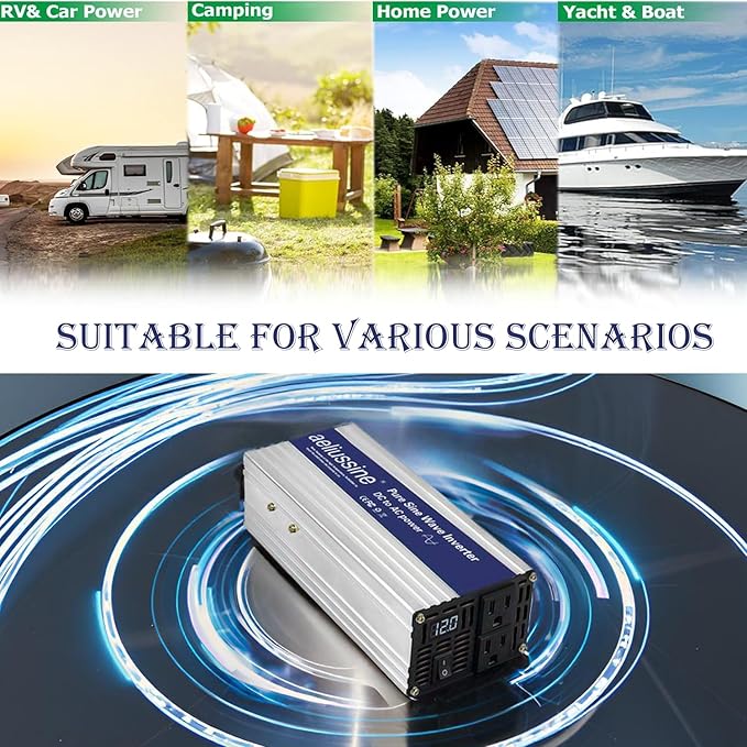 800W Pure Sine Wave Inverter-36V DC to 110V 120V AC Power Converter