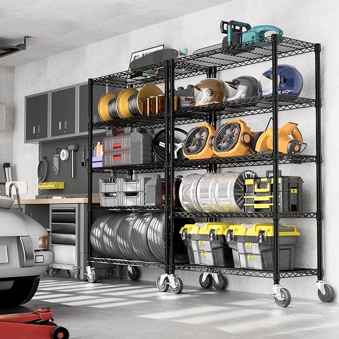 5-Shelf Storage Shelves, Wire Shelving Heavy Duty Metal Storage Shelving Unit