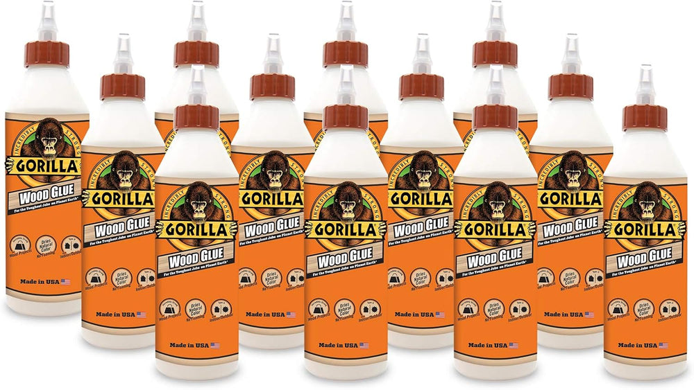Gorilla Wood Glue, 18 ounce Bottle, (Pack of 12)