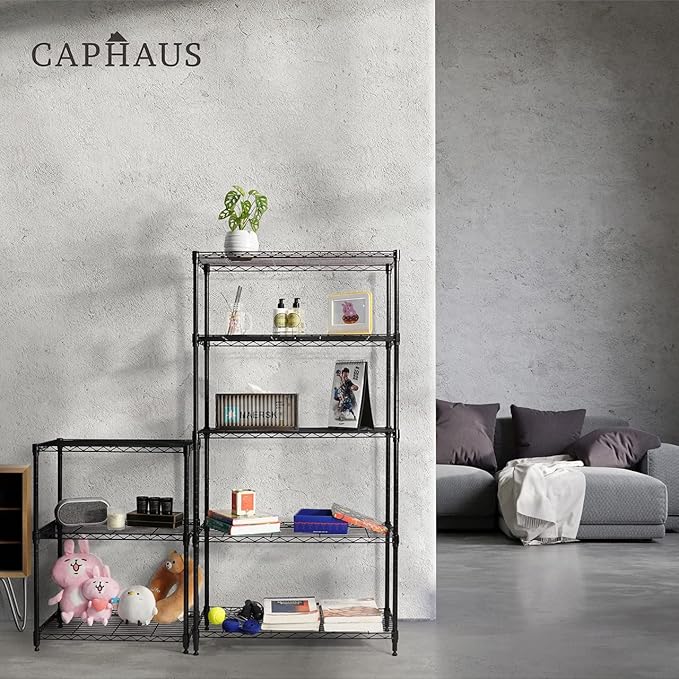 CAPHAUS 3/4/5-Tier Adjustable Height Wire Shelving Unit, Wire Rack Shelving