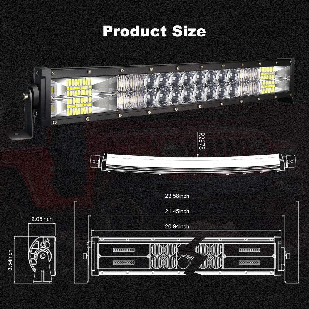 Curved LED 22Inch Light Bar with 2x4inch LED Pods Fog Lights