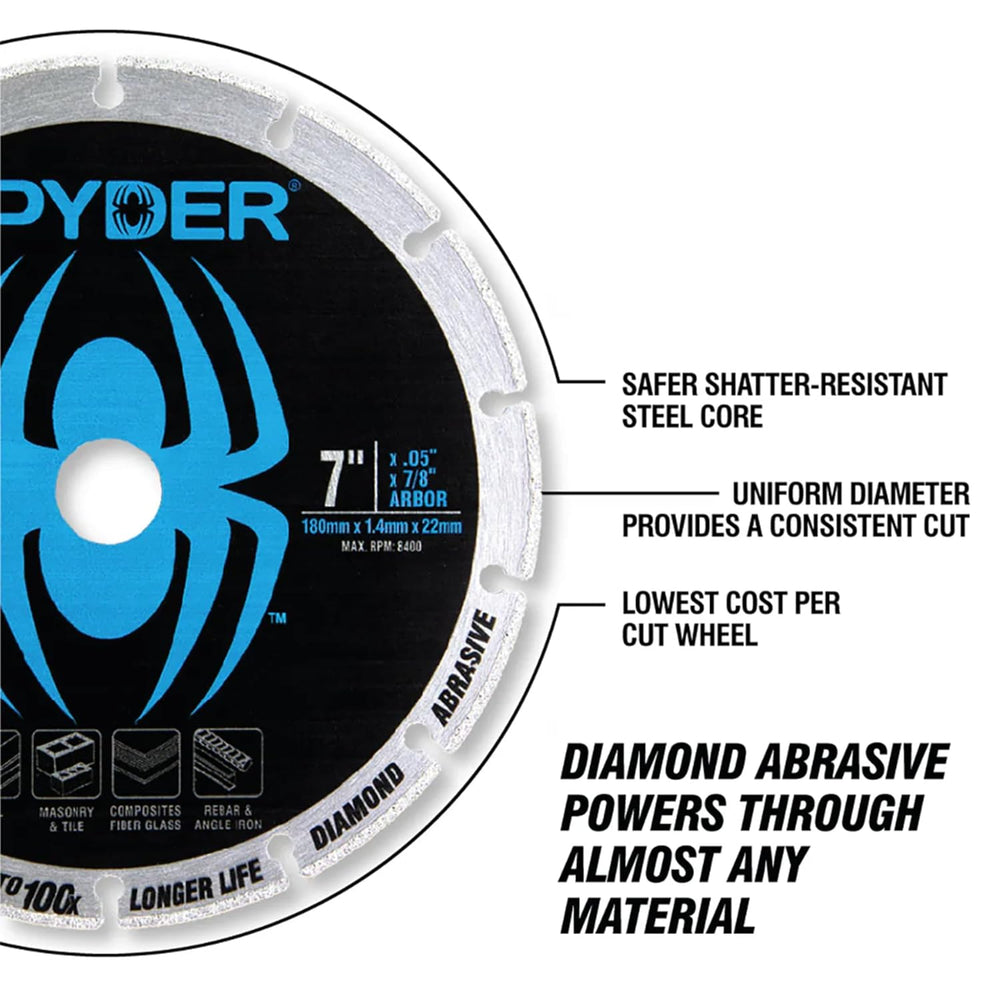 Spyder 14-inch Diamond Bite Cut-Off Wheel for Steel, Cast Iron, Rebar, Stone,...