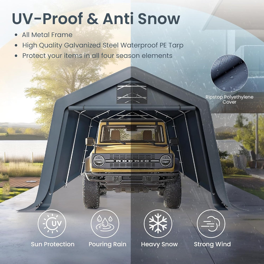 PHI VILLA Portable Garage,13x22ft Storage Tents Car Sheds Carport Canopy