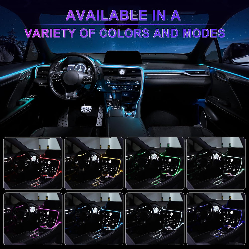 LivTee Smart LED Car Lights Interior with USB Port, LED Strip Fiber Optic Amb...