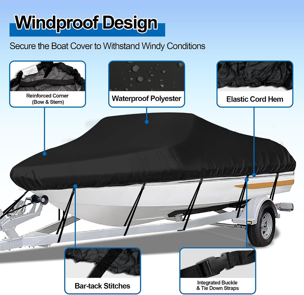 iCOVER Trailerable Boat Cover- 20'-23' Waterproof Heavy Duty Marine G...