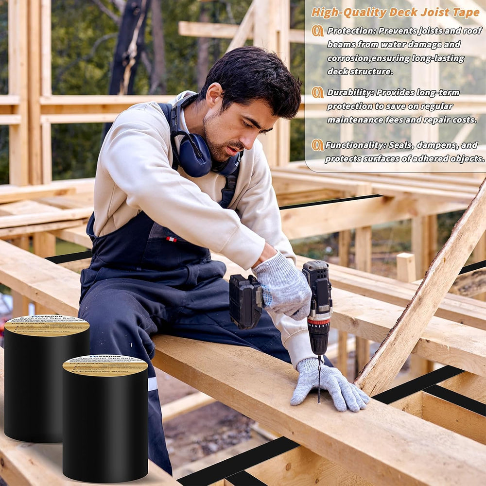 2 Rolls Butyl Joist Tape for decking, 6 Inch x 50 Feet Weatherproof Butyl Sea...