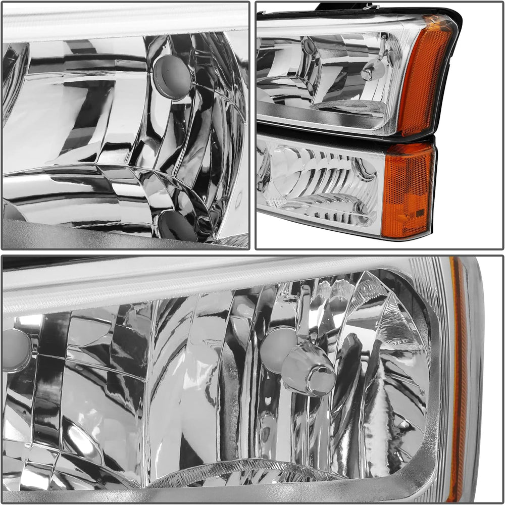 DNA MOTORING Pair Headlight Assembly Compatible with 2003-2006 Chevy Silverad...