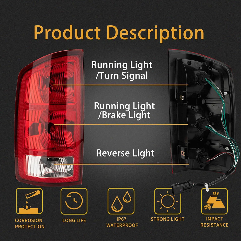 Tail Light Assembly Compatible with 2002-2006 Dodge Ram 1500 2003-2006 Dodge ...