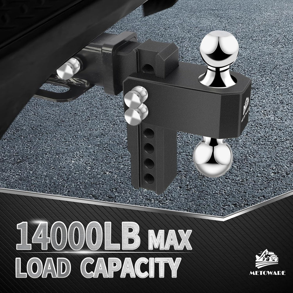 Adjustable Trailer Hitch Fits 2" Receiver, 6" Drop/Rise 14K GTW