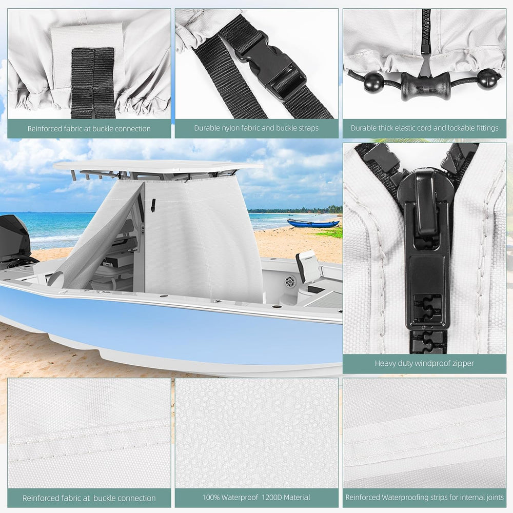 1200D Waterproof T-Top Boat Center Console Cover with Motor Cover