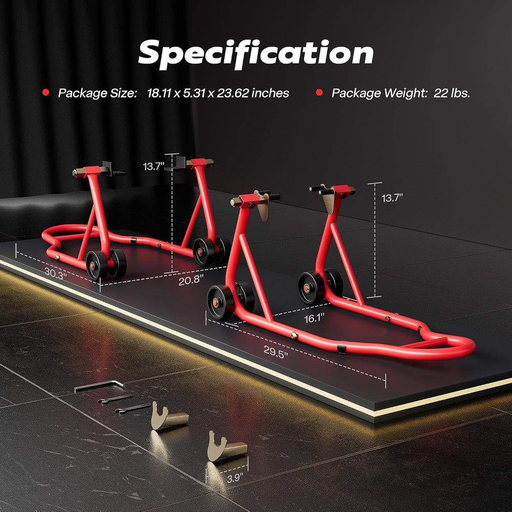 SPECSTAR Motorcycle Stands 882 Lbs Capacity, Red