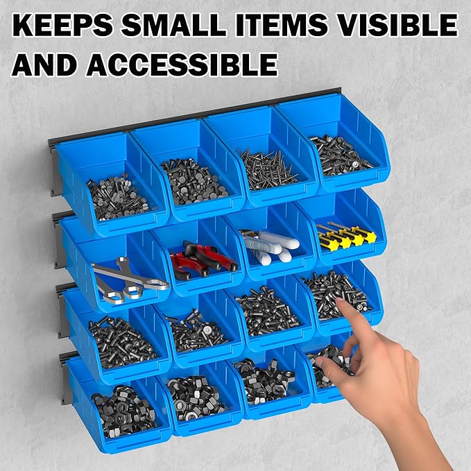 Ultrawall Wall Mounted Storage Bins, Plastic Hanging Storage Organizer Bins