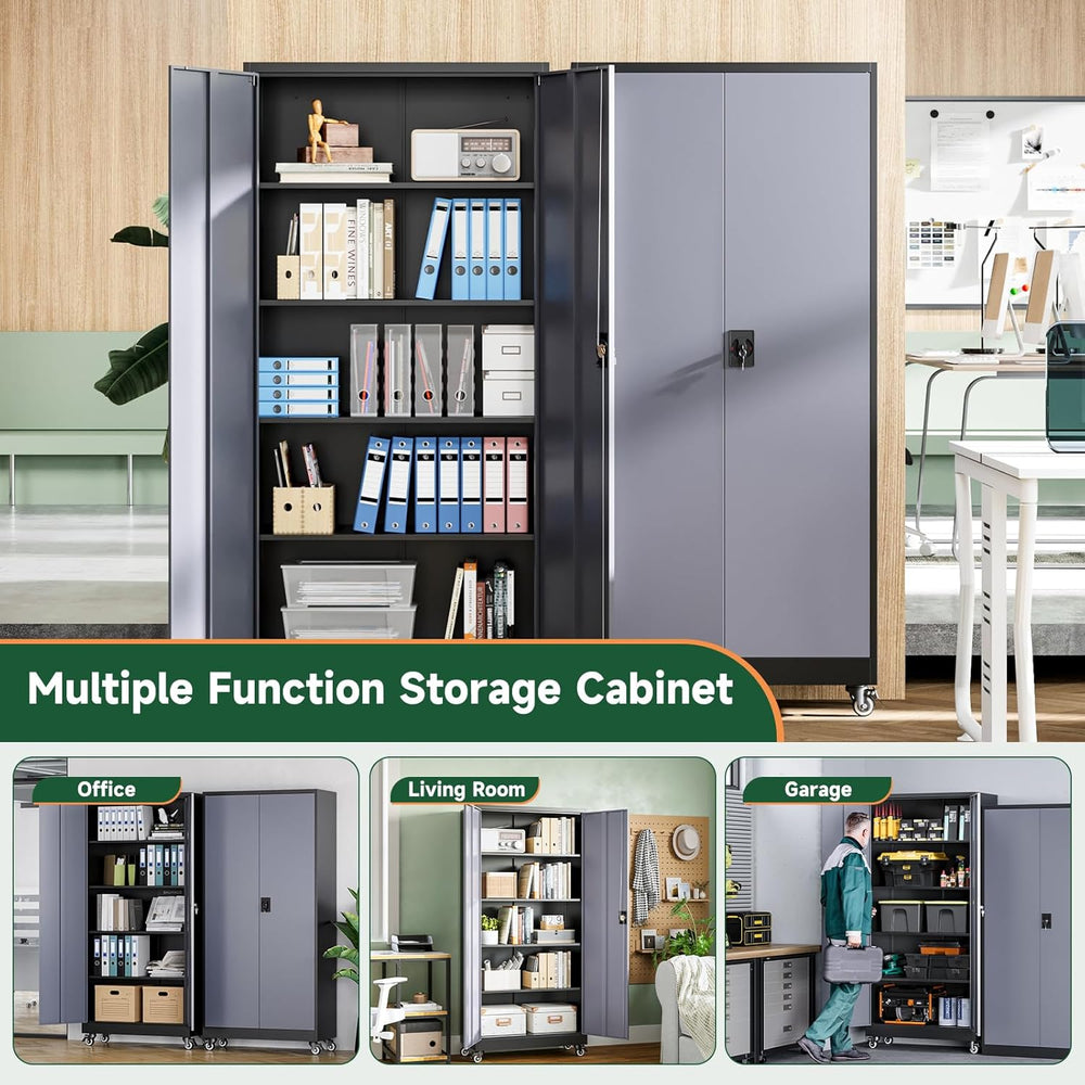 Letaya Metal Garage Storage Cabinets with Lock Door and Adjustable Shelves, S...