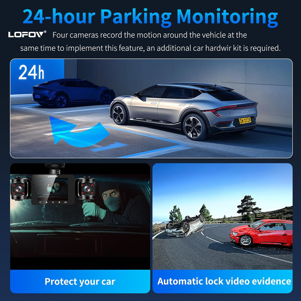 360° 4 Channel Dash Cam Front and Rear Inside
