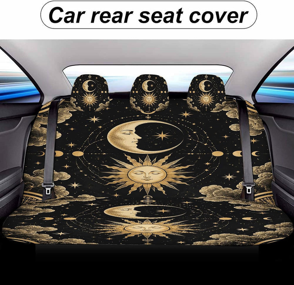 Boho Sun Moon Car Seat Covers Full Set, Universal Auto Seat Protector