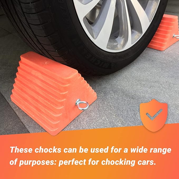 2 Packs Wheel Chocks Heavy Duty Orange