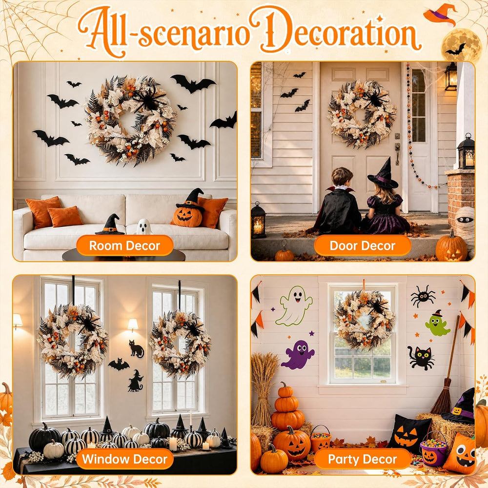Yangrass 22" Wreath for Front Door with Spider, Fall & Halloween Hom...