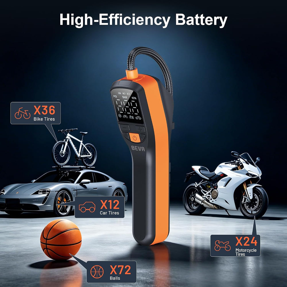 BEVA CAP02 Tire Inflator Portable Air Compressor, Fast Inflation Bike Pump wi...