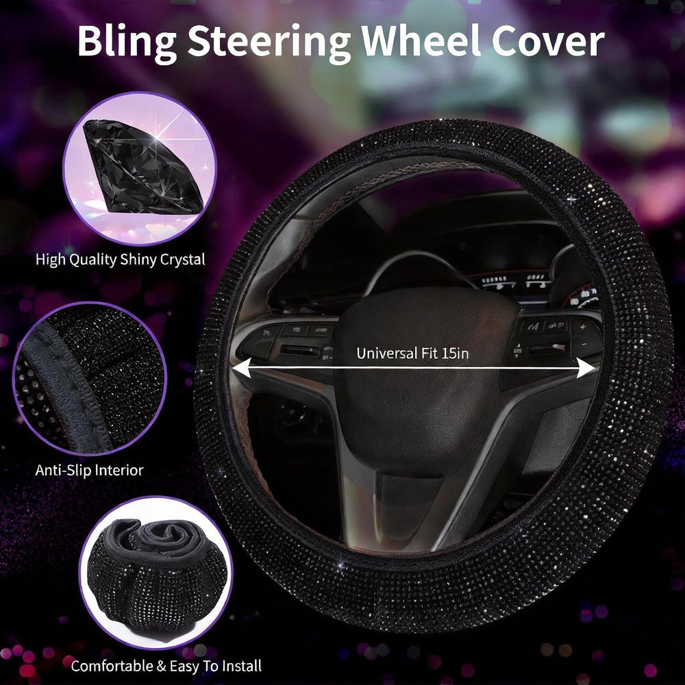 Bling Car Accessories Set, Rhinestone Car Accessories Set for Women, Bling St...