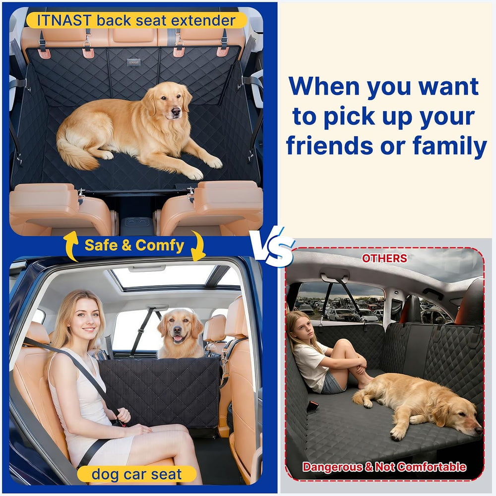 Convertible Back Seat Extender for Dogs, Foldable 400lbs Hard Bottom Dog Car ...