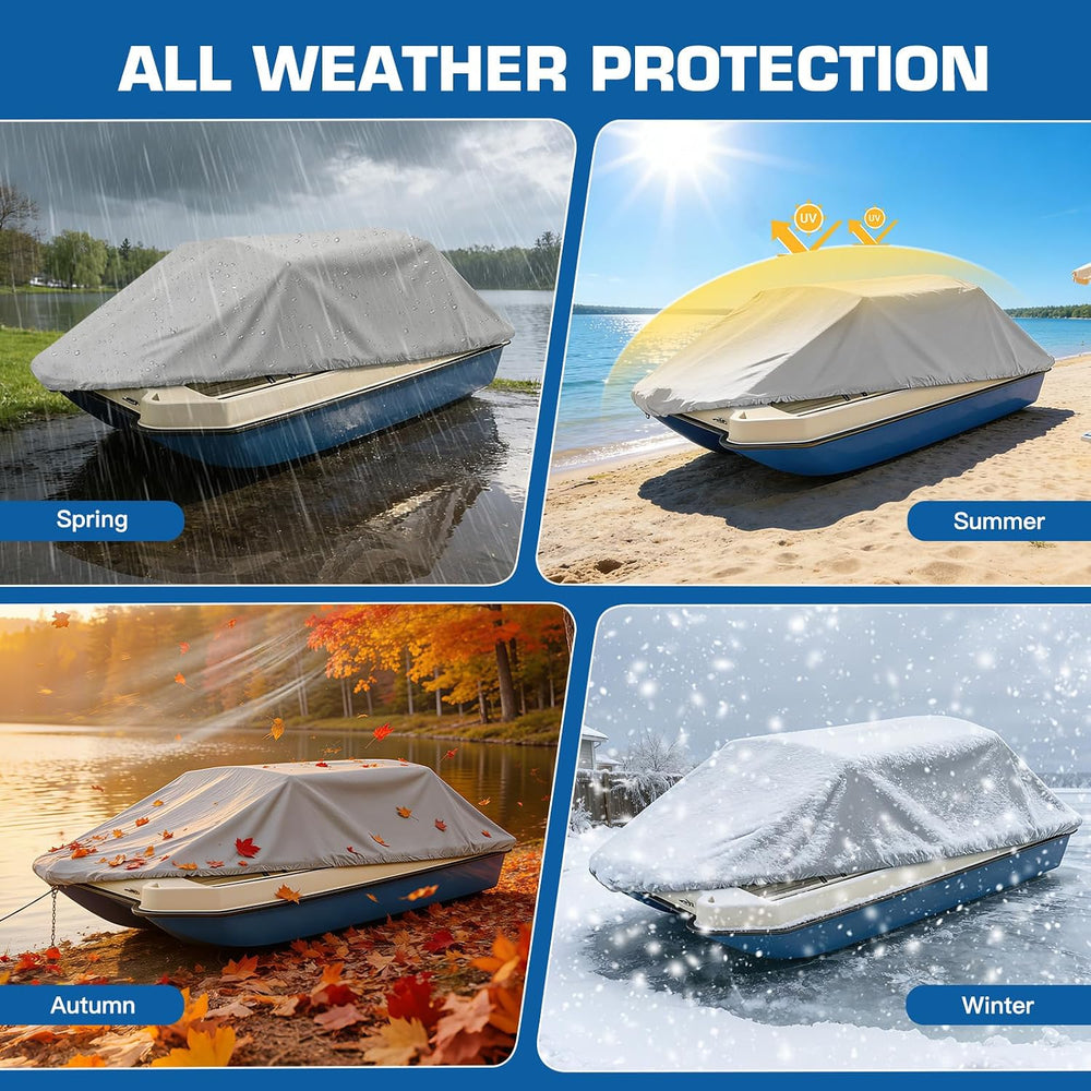 1200D Pond Boat Cover for 8'-10'L,Gray