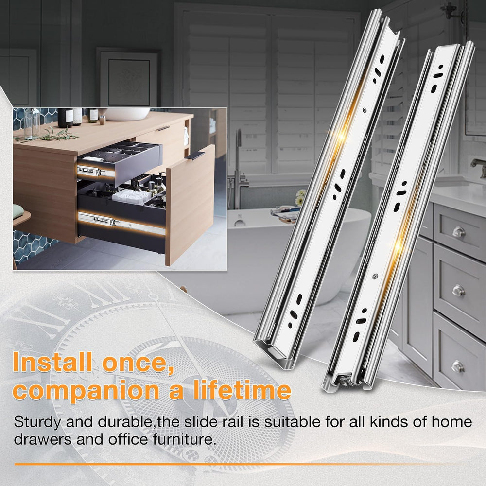 YENUO 5 Pairs Stainless Steel Drawer Slides Full Extension 10โ24 Inch