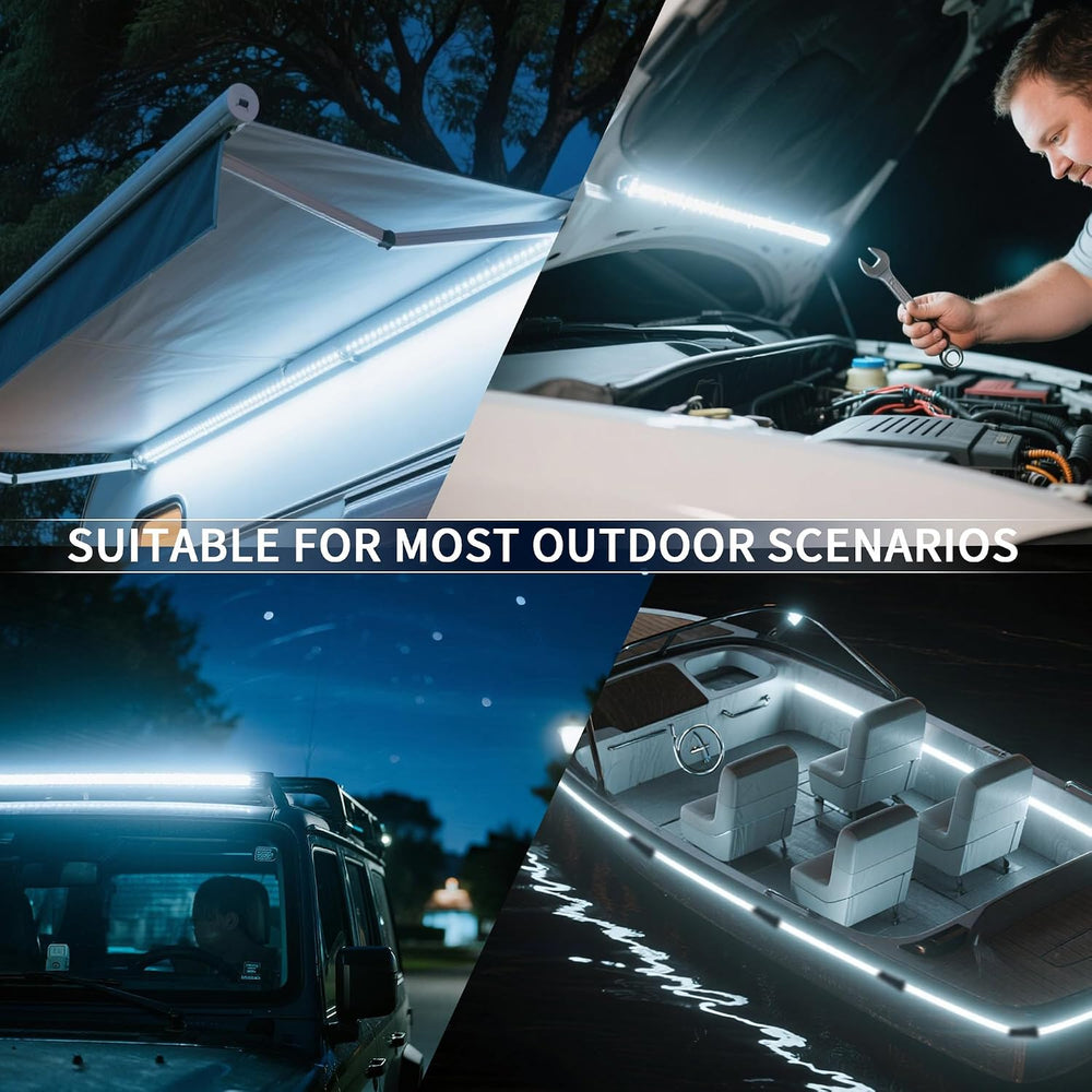 12V LED Interior Light Bar Kit, 4 Bars White Adjustable Brightness RV Camping...