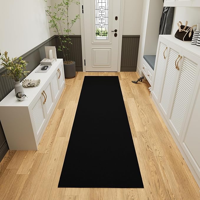 Ottomanson Hallway Runner Rug 1'10" x 12' Non Slip Solid Area Ru...