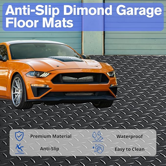 4X6 FT Garage Floor Mat, 2.5 Inch Thickened Diamond Plate Flooring Roll