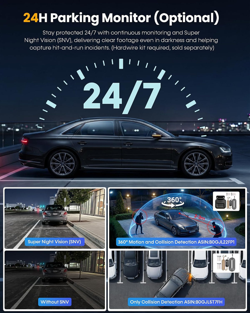 Neideso 5 Channel Telephoto 4K Dash Cam for Zoom Details, 360ยฐ View, N800