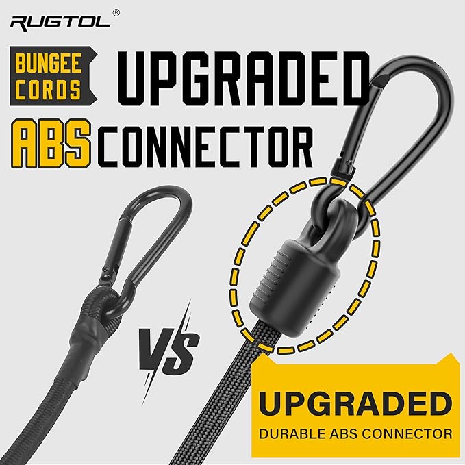 Bungee Cords with Hooks, 48 Inch Adjustable Elastic Bungee Cords with Carabiner