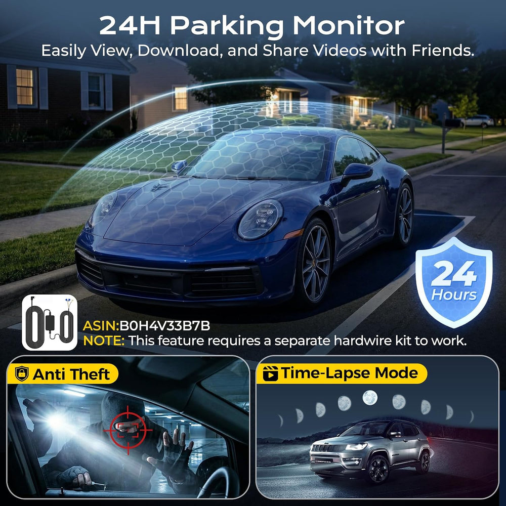 360ยฐ Dash Cam 4 Channel, 4K Front Rear and Inside Dash Camera