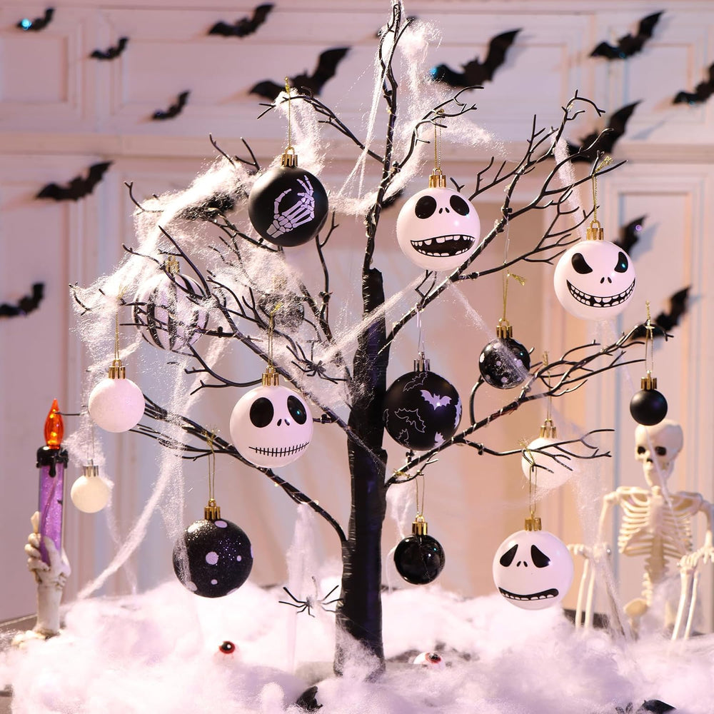 100Pcs Halloween Before Christmas Tree Ornaments Black & White Decorations