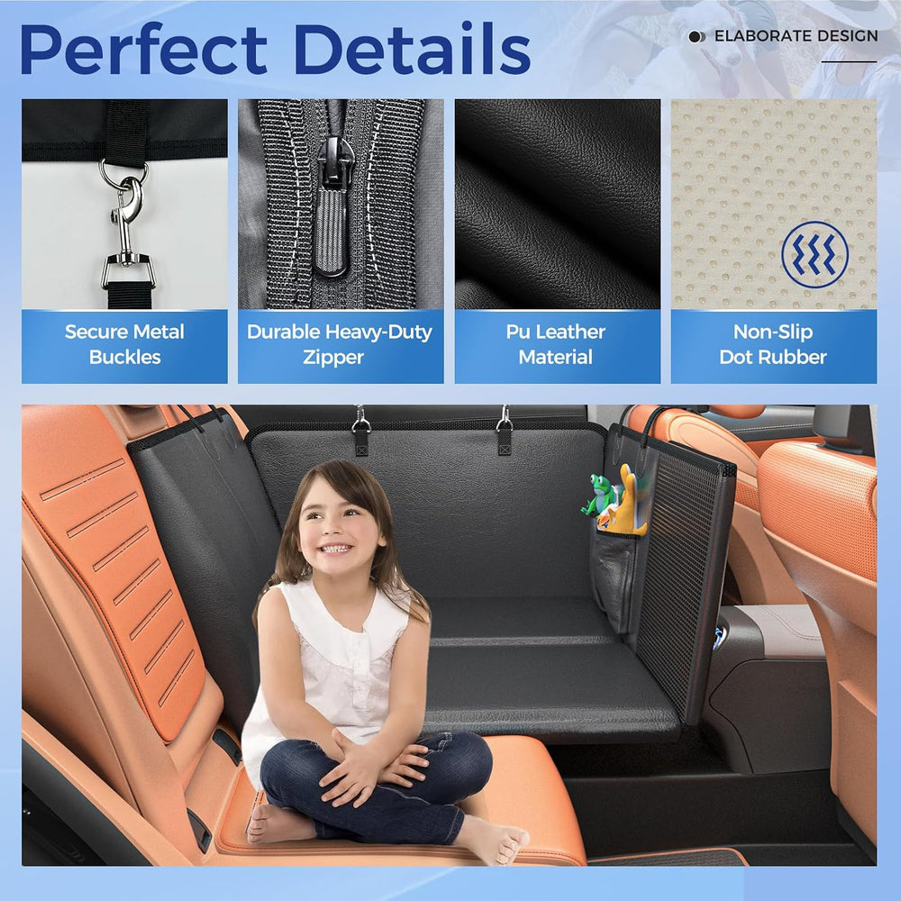 HOB4U Back Seat Extender for Dogs, Hard Bottom Dog Car Seat Cover