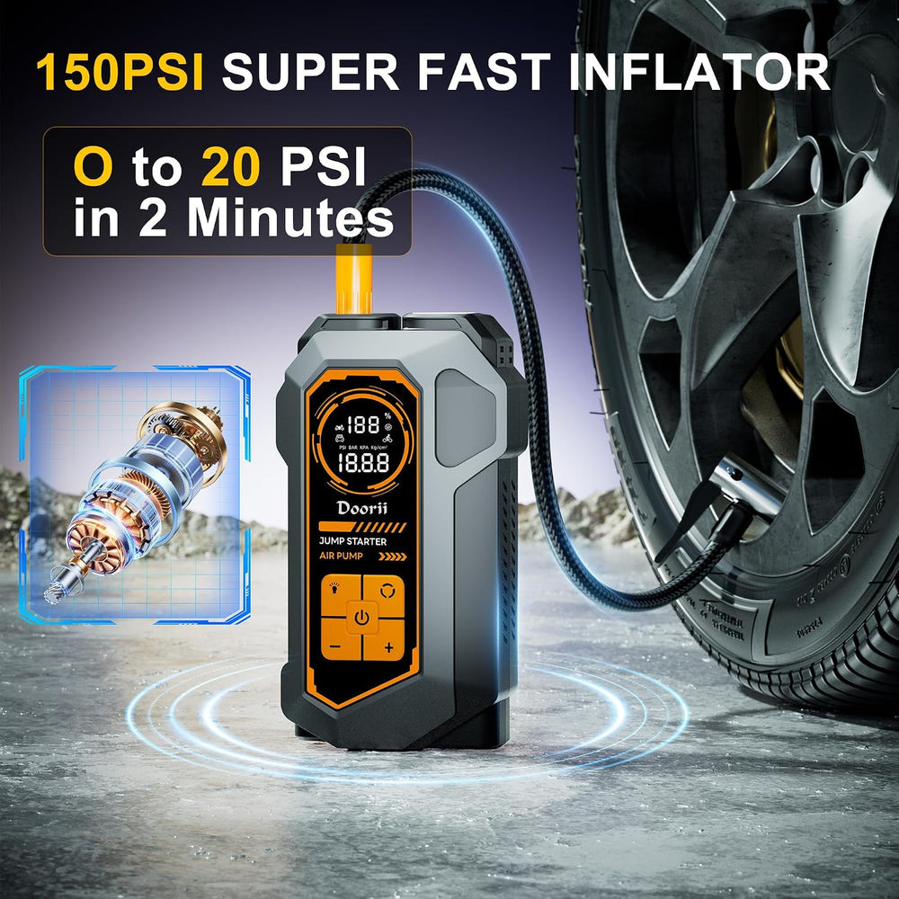 8000A Jump Starter with Air Compressor, Car Jumper Starter Portable, 150PSI T...
