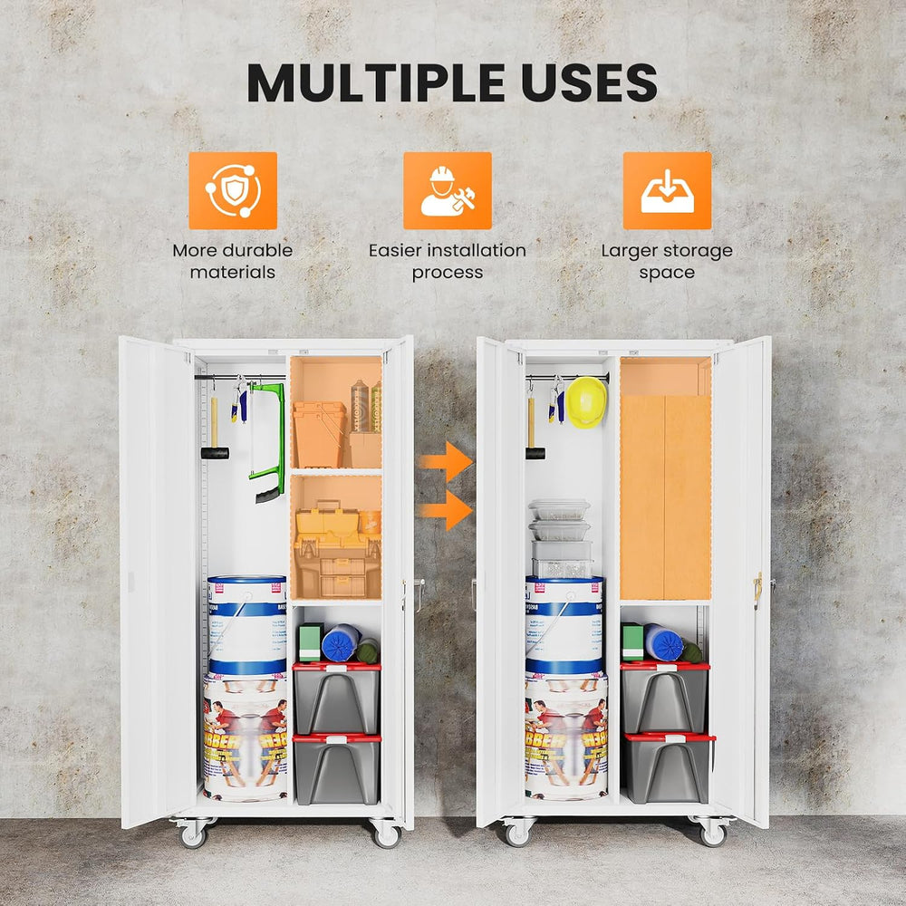 DUMOS 72 Inch Metal Garage Storage Cabinet, Rolling Tool Cabinet