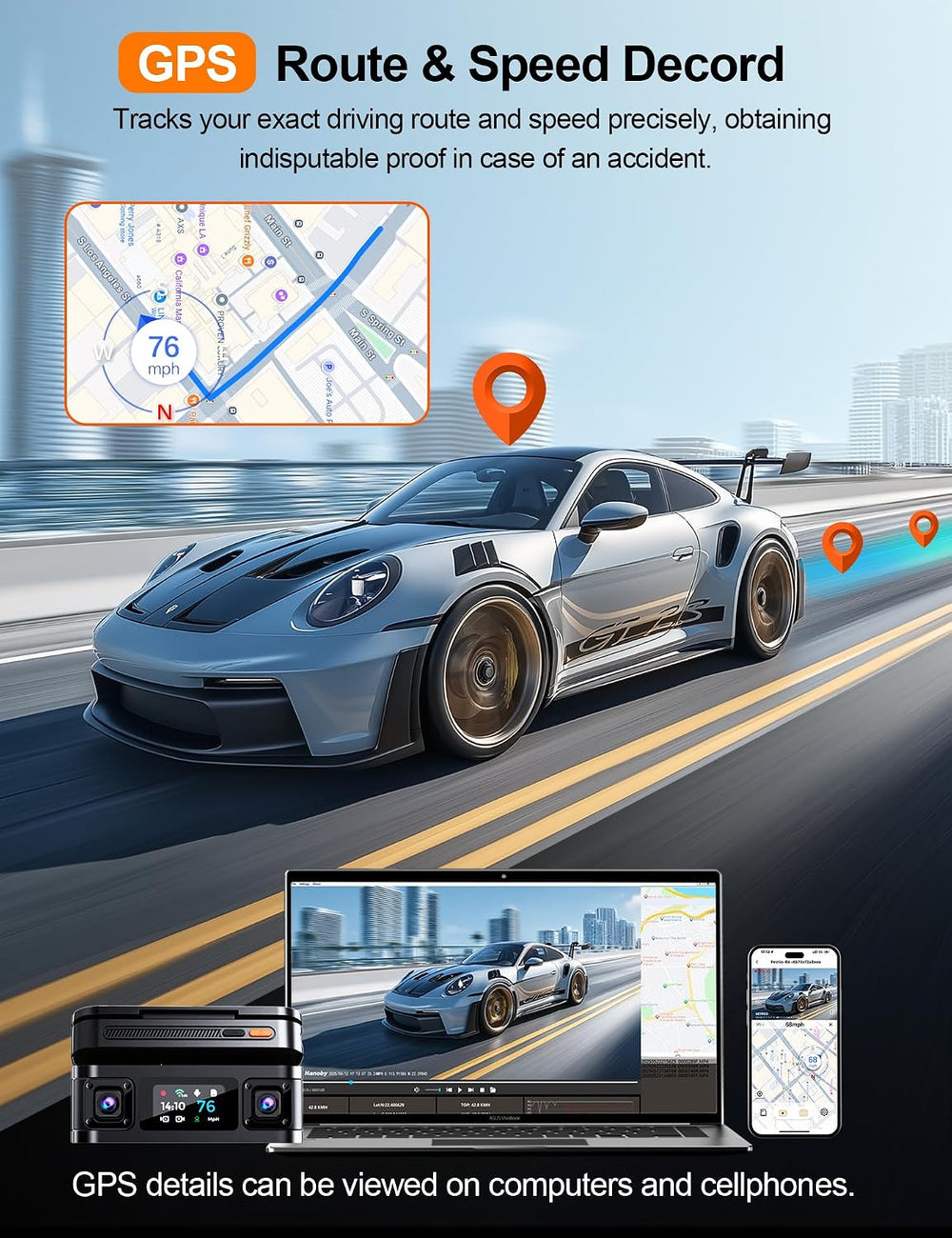 360° View 4K 4 Channel Dash Cam Front and Rear Inside Left Right, Built-in GP...
