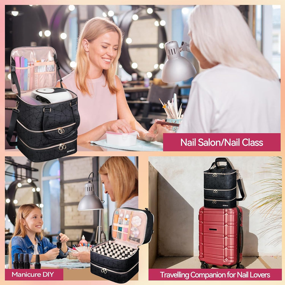 SIYNPAV Nail Polish Organizer Bag Holds 126 Bottles (15ml/0.5fl.oz)& Nail...