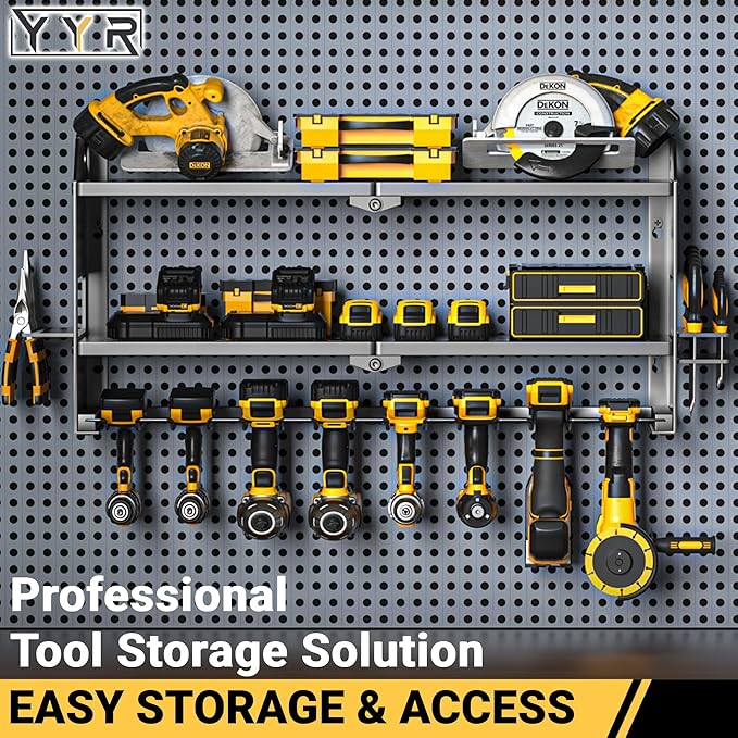 YYR Power Tool Organizer Wall Mount, Cordless Drill and Battery Holder