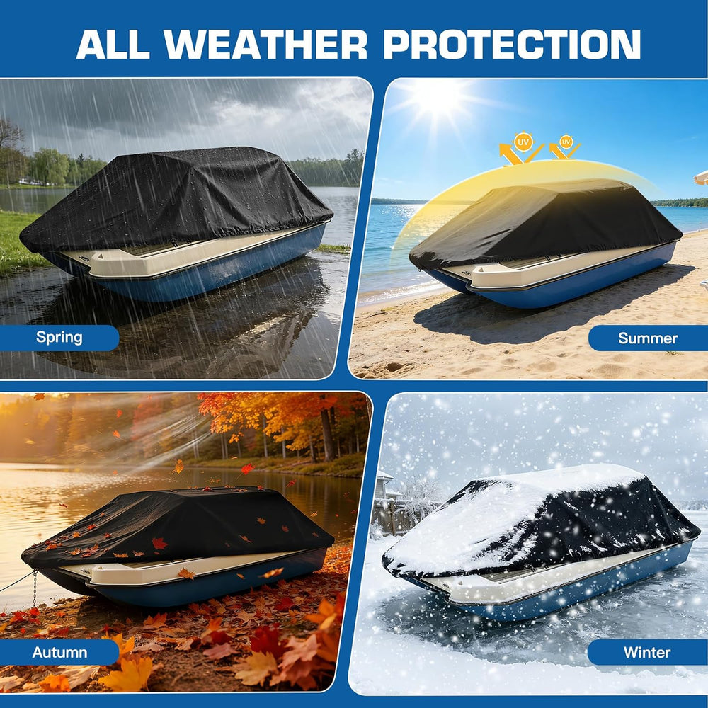 1200D Pond Boat Cover for 8'-10'L,Black