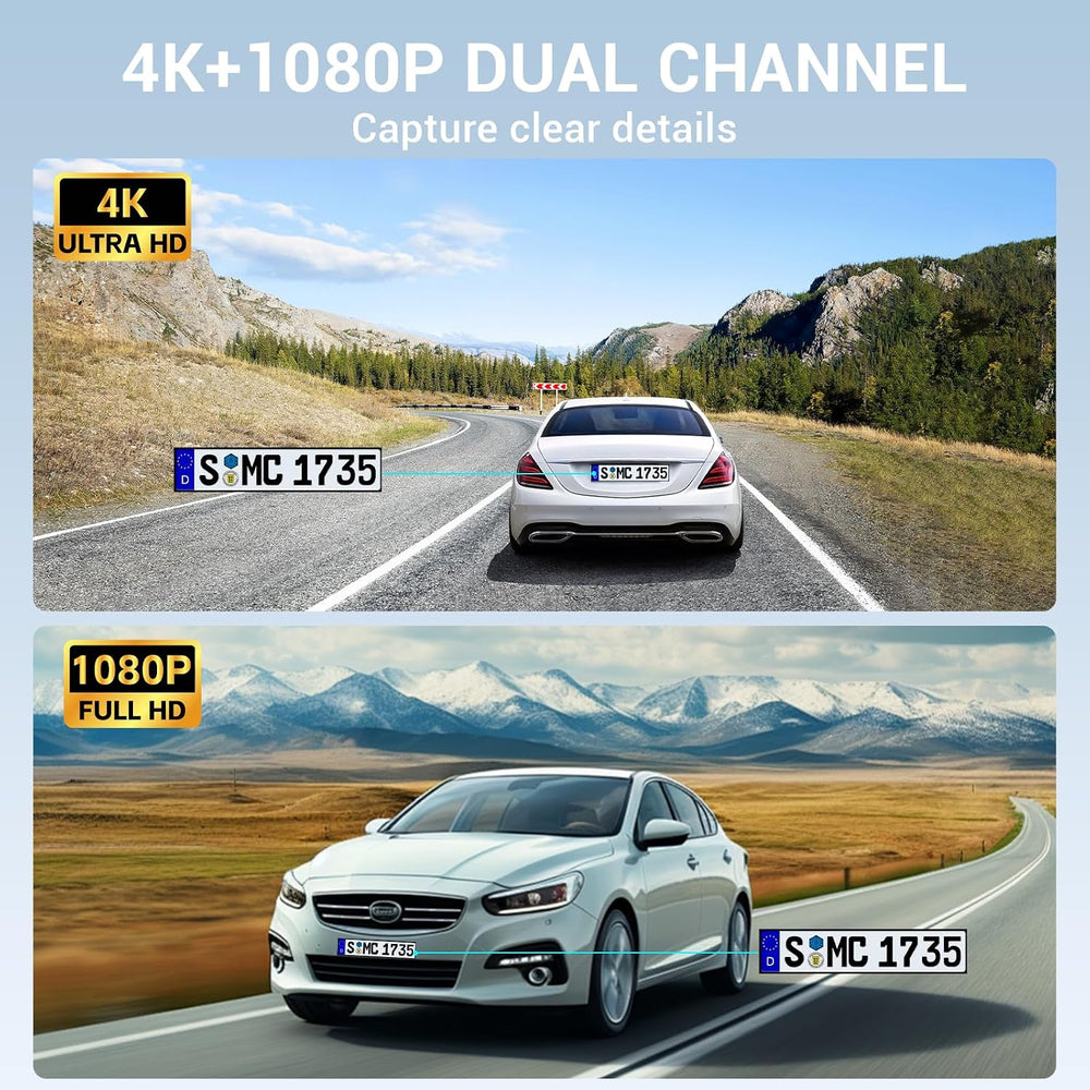 4K Rear View Mirror Camera, 10" Mirror Dash Cam Front and Rear