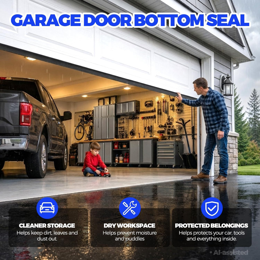 Holikme Garage Door Bottom Seal, EPDM Rubber Weather Stripping 22Ft Black